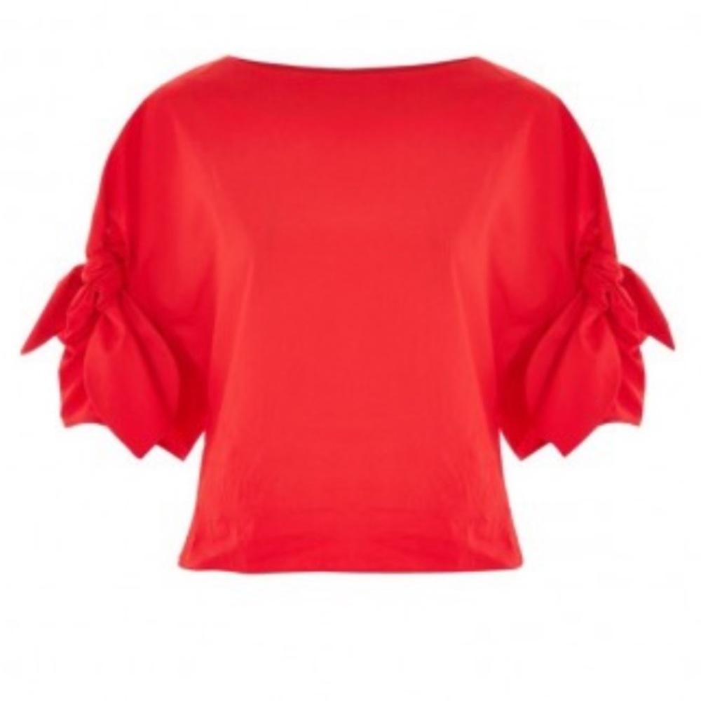 Topshop bow sleeve poplin top